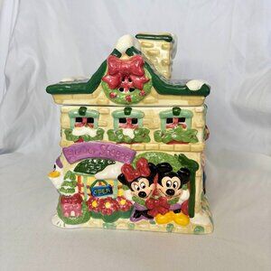 VTG 90s-2000s Disney FTD Flower Shoppe Cookie Jar Mickey Minnie Pluto W/ Insert